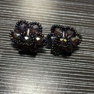 Handmade beautiful purple flower earrings.